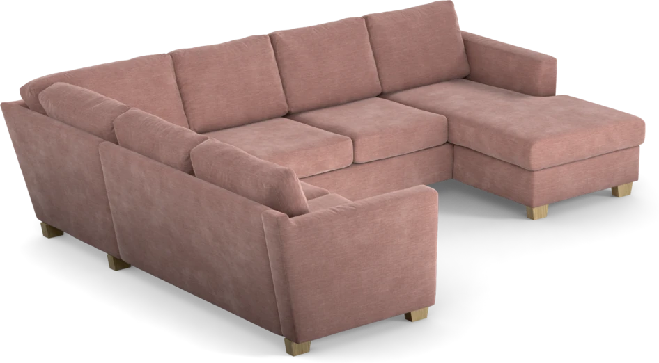 Friday - Hörnsoffa, 2+3-sits med schäslong höger - Rosa