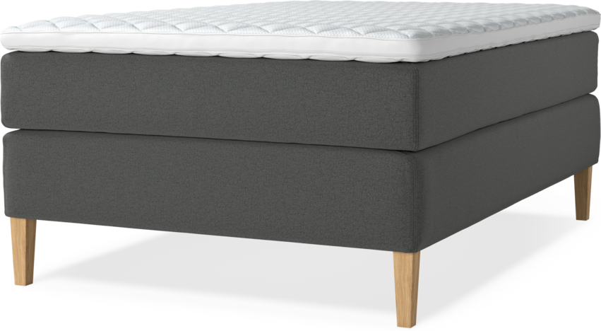 Delux Exclusive - Kontinentalsäng, enkelsäng 140 cm med bäddmadrass - Grå