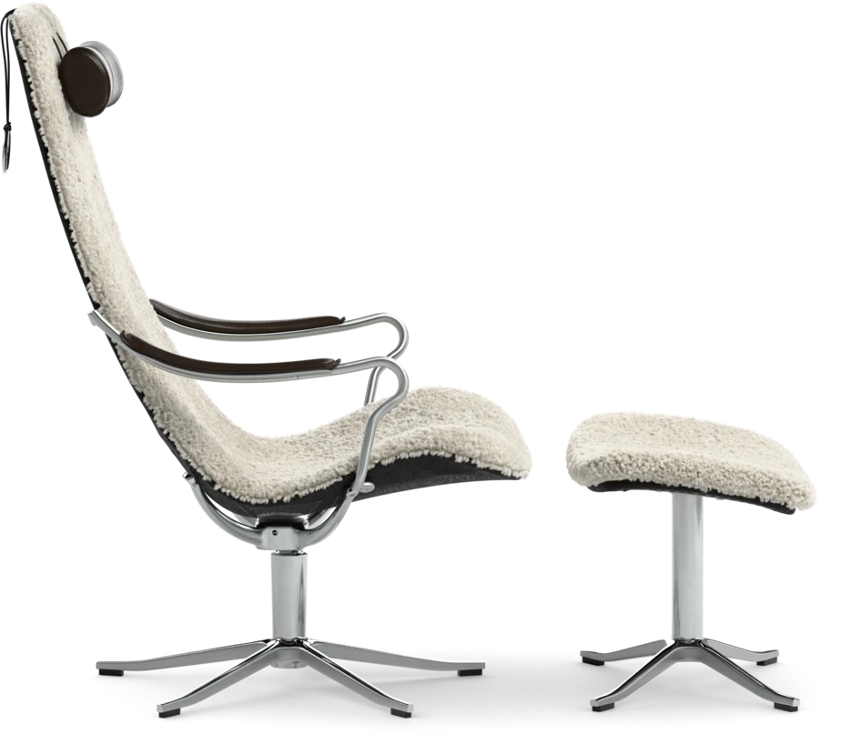 Moore - Fåtölj och fotpall - Beige