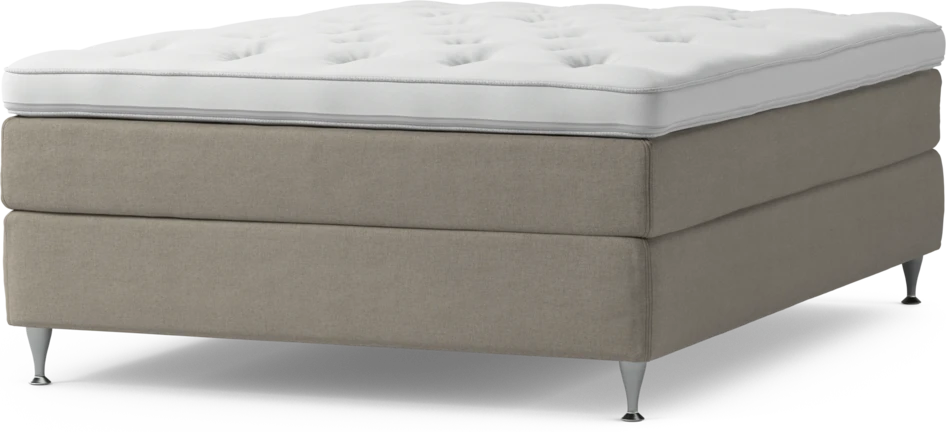 Delux Sense - Kontinentalsäng, enkelsäng 140 cm med bäddmadrass och sängben - Beige