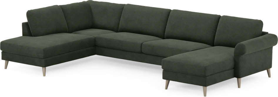 Bridge - 3-sits soffa med divan vänster och schäslong höger - Grön