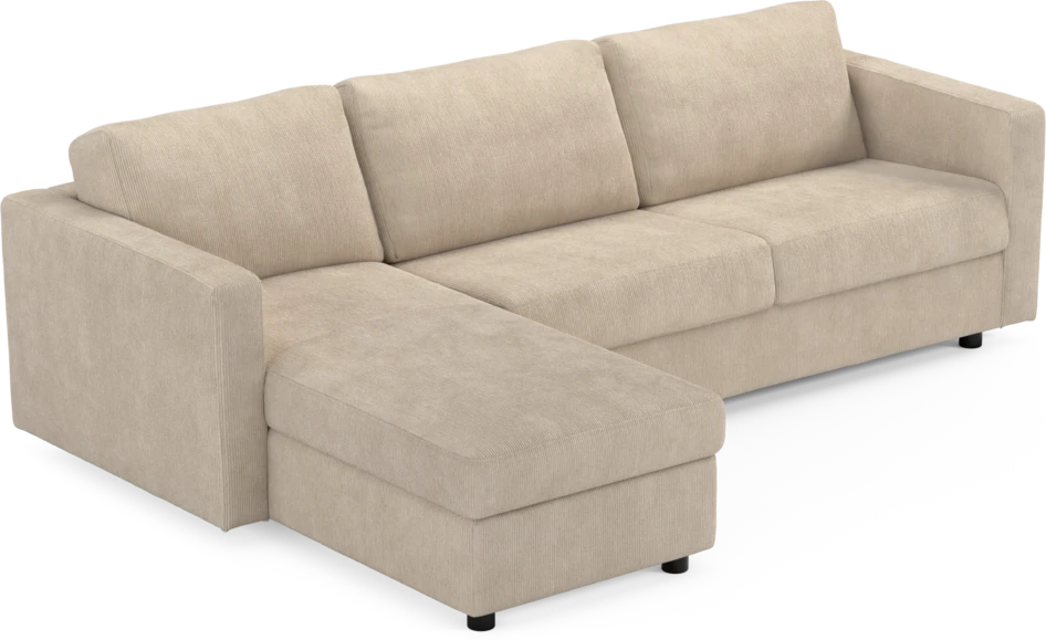 Lindö - Bäddsoffa 2,5-sits med schäslong, vändbar - Beige
