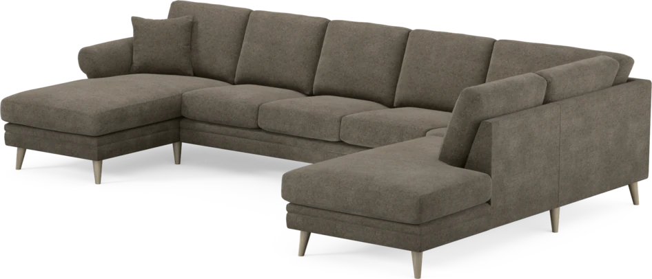 Eden - 3-sits soffa med schäslong vänster och divan höger - Brun