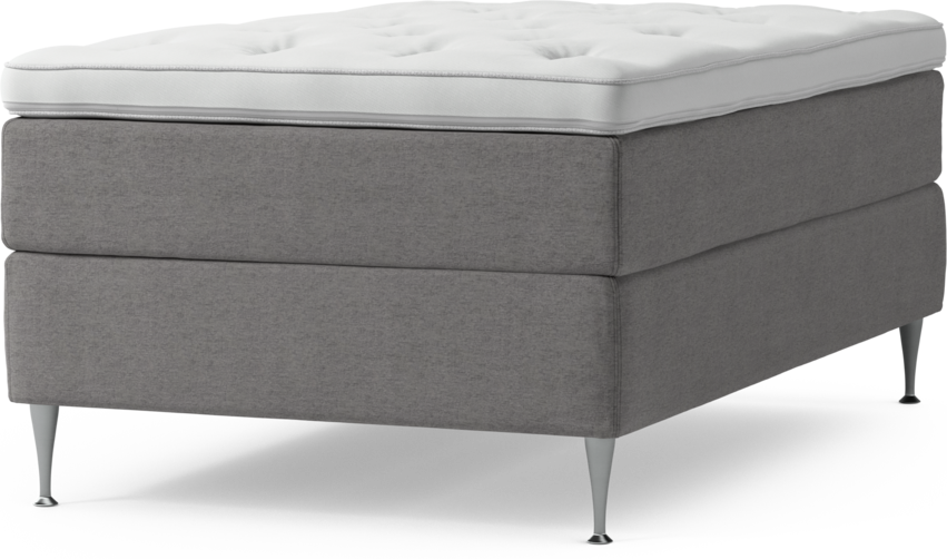 Delux Dream - Kontinentalsäng, enkelsäng 120 cm med bäddmadrass och sängben - Grå