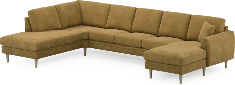 Eden - 3-sits soffa med divan vänster och schäslong höger - Gul