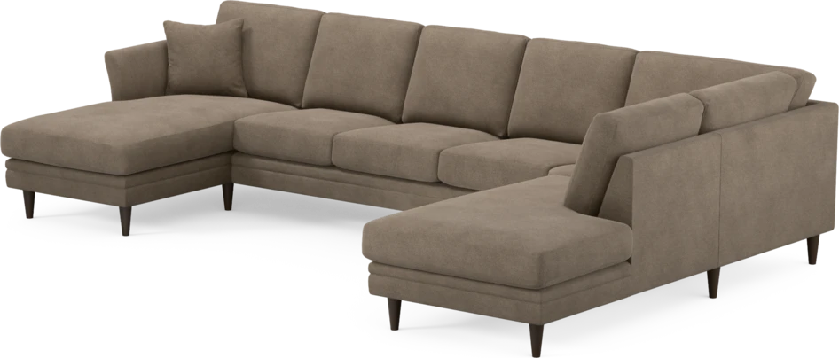 Eden - 3-sits soffa med schäslong vänster och divan höger - Brun