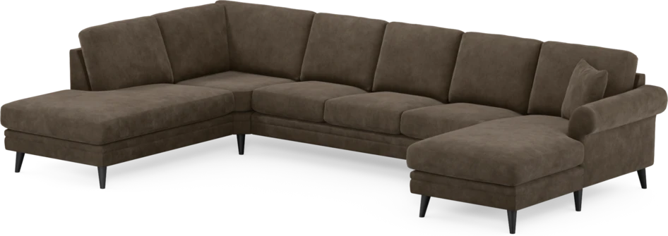 Eden - 3-sits soffa med divan vänster och schäslong höger - Brun