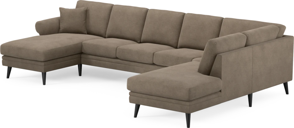 Eden - 3-sits soffa med schäslong vänster och divan höger - Brun