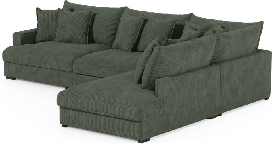 Rossi - 3-sits soffa med divan höger - Grön