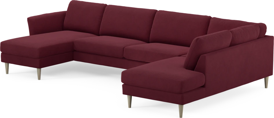 Bridge - 3-sits soffa med schäslong vänster och divan höger - Röd