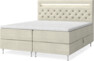 New York - Förvaringssäng, dubbelsäng med bäddmadrass och sänggavel LED - Beige