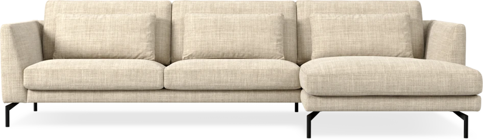 Willow - 3-sits soffa med schäslong höger, fast klädsel - Beige