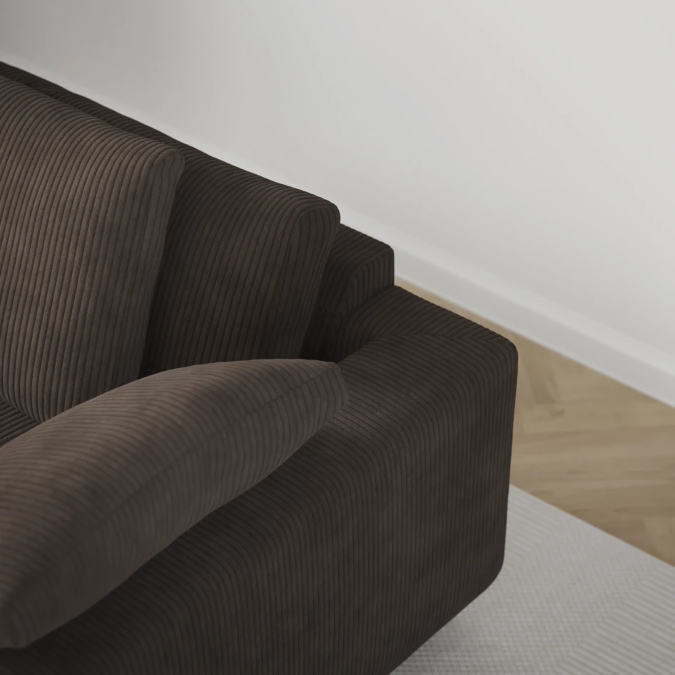 Amie - 3-sits med divan höger - Brun