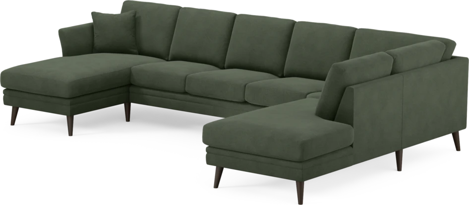 Eden - 3-sits soffa med schäslong vänster och divan höger - Grön