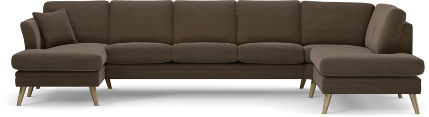 Eden - 3-sits soffa med schäslong vänster och divan höger - Brun