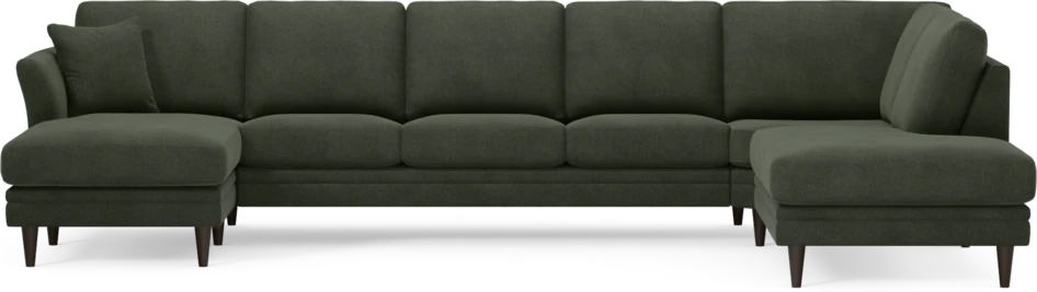 Eden - 3-sits soffa med schäslong vänster och divan höger - Grön