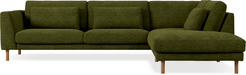 Willow - 3-sits soffa med divan höger, fast klädsel - Grön