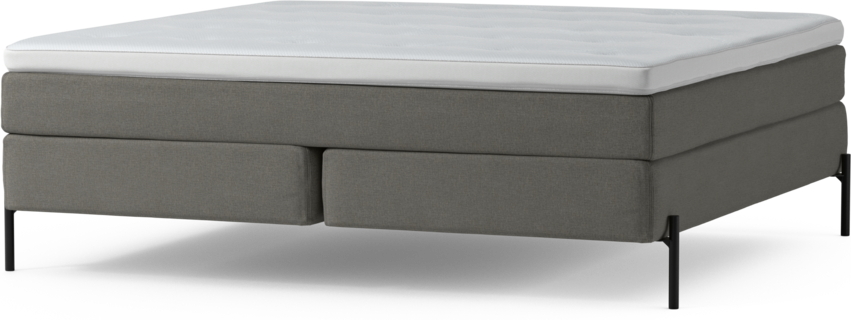 Delux Sense - Kontinentalsäng, dubbelsäng med bäddmadrass och sängben - Grå