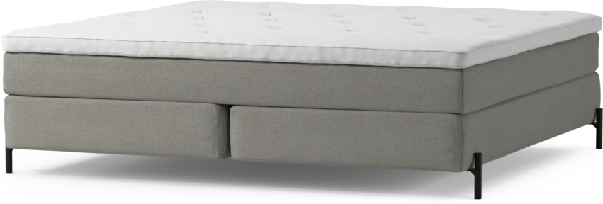 Delux Sense - Kontinentalsäng, dubbelsäng med bäddmadrass och sängben - Grå