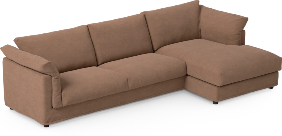 Cherrie - 3-sits soffa med schäslong höger, med kappa - Orange