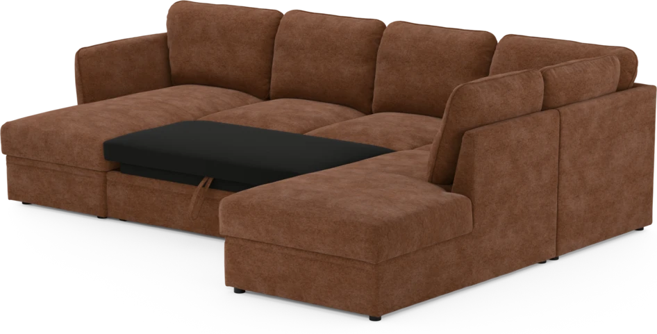 Öland - Bäddsoffa med schäslong vänster och divan höger - Orange
