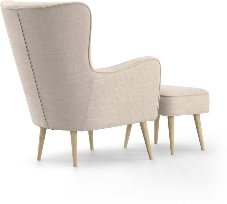 Cordelia - Fåtölj med fotpall - Beige