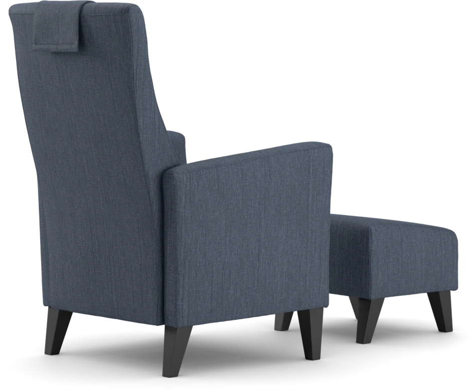 Erik - Fåtölj med fotpall - Blå