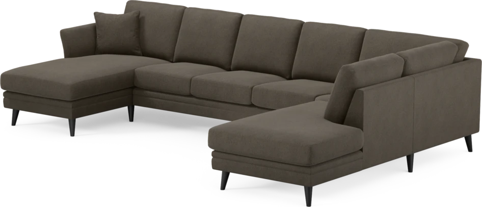 Eden - 3-sits soffa med schäslong vänster och divan höger - Brun
