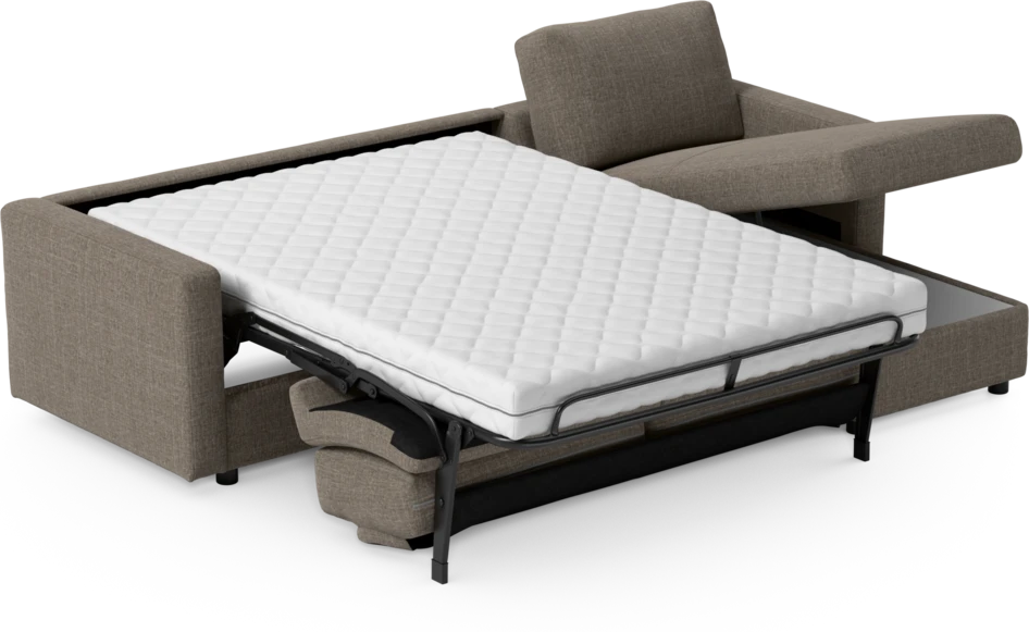 Lindö - Bäddsoffa 2,5-sits med schäslong, vändbar - Brun