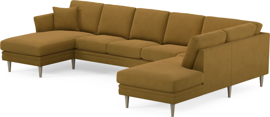 Eden - 3-sits soffa med schäslong vänster och divan höger - Gul