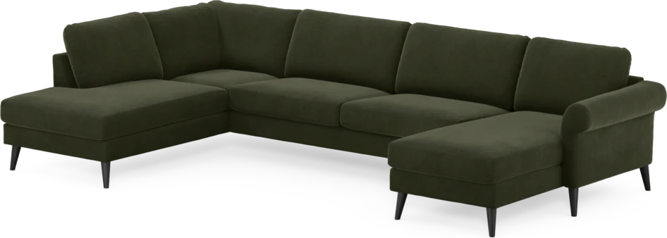 Bridge - 3-sits soffa med divan vänster och schäslong höger - Grön