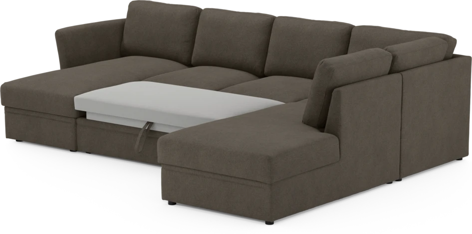Öland - Bäddsoffa med schäslong vänster och divan höger - Brun