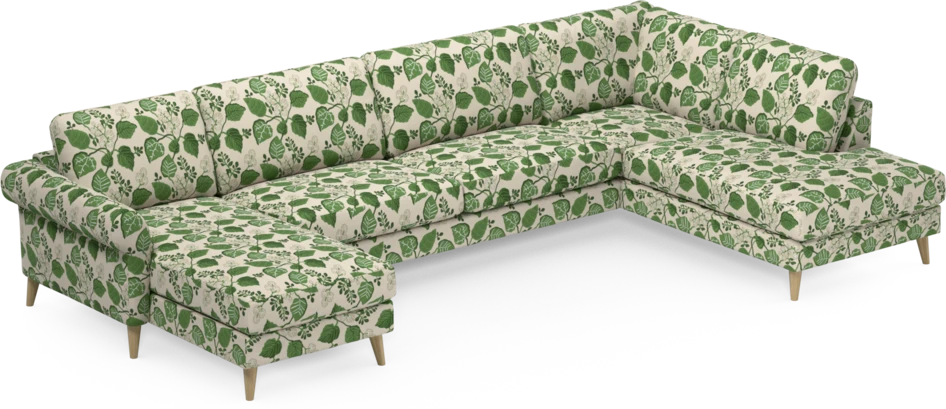 Bridge - 3-sits soffa med schäslong vänster och divan höger - Grön