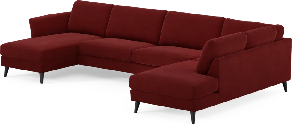 Bridge - 3-sits soffa med schäslong vänster och divan höger - Röd