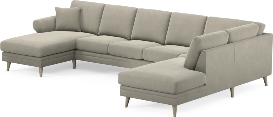 Eden - 3-sits soffa med schäslong vänster och divan höger - Brun