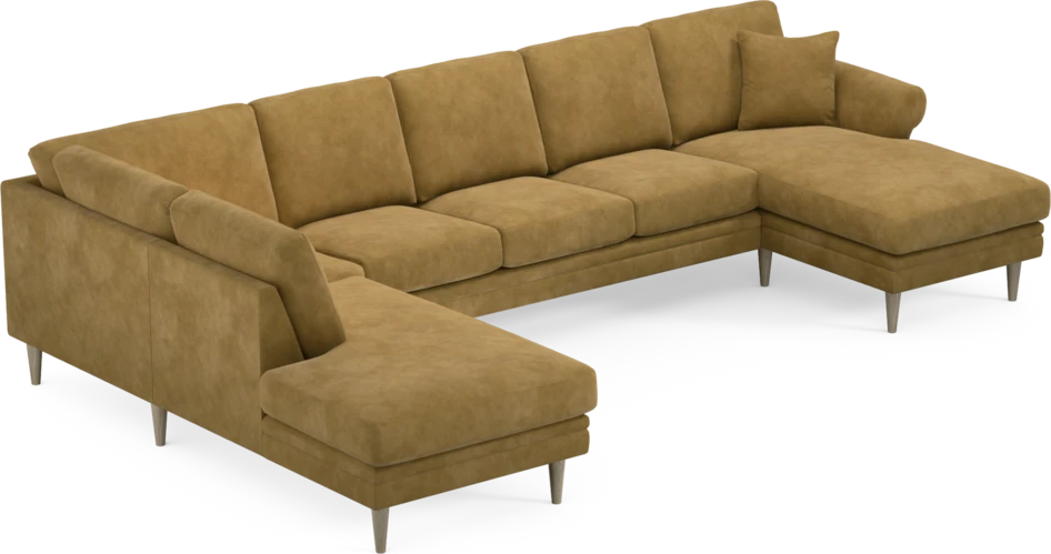 Eden - 3-sits soffa med divan vänster och schäslong höger - Gul