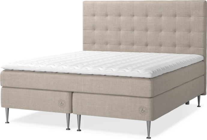 Saltskär, Kontinentalsäng, dubbelsäng med bäddmadrass Saltskär, sängben och Bris sänggavel