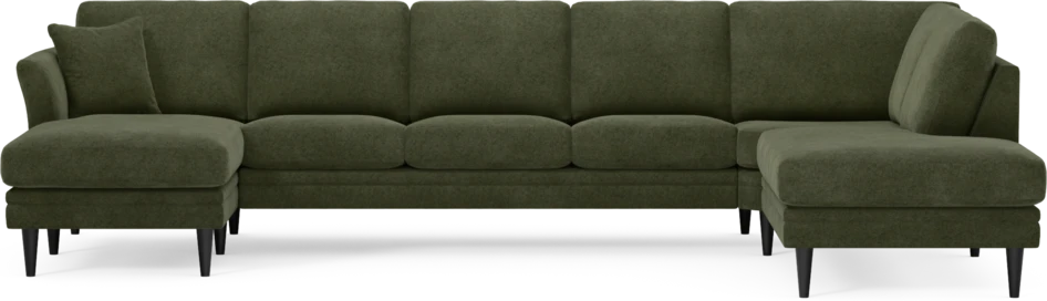 Eden - 3-sits soffa med schäslong vänster och divan höger - Grön