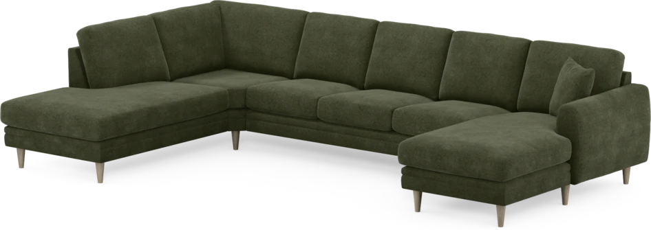 Eden - 3-sits soffa med divan vänster och schäslong höger - Grön
