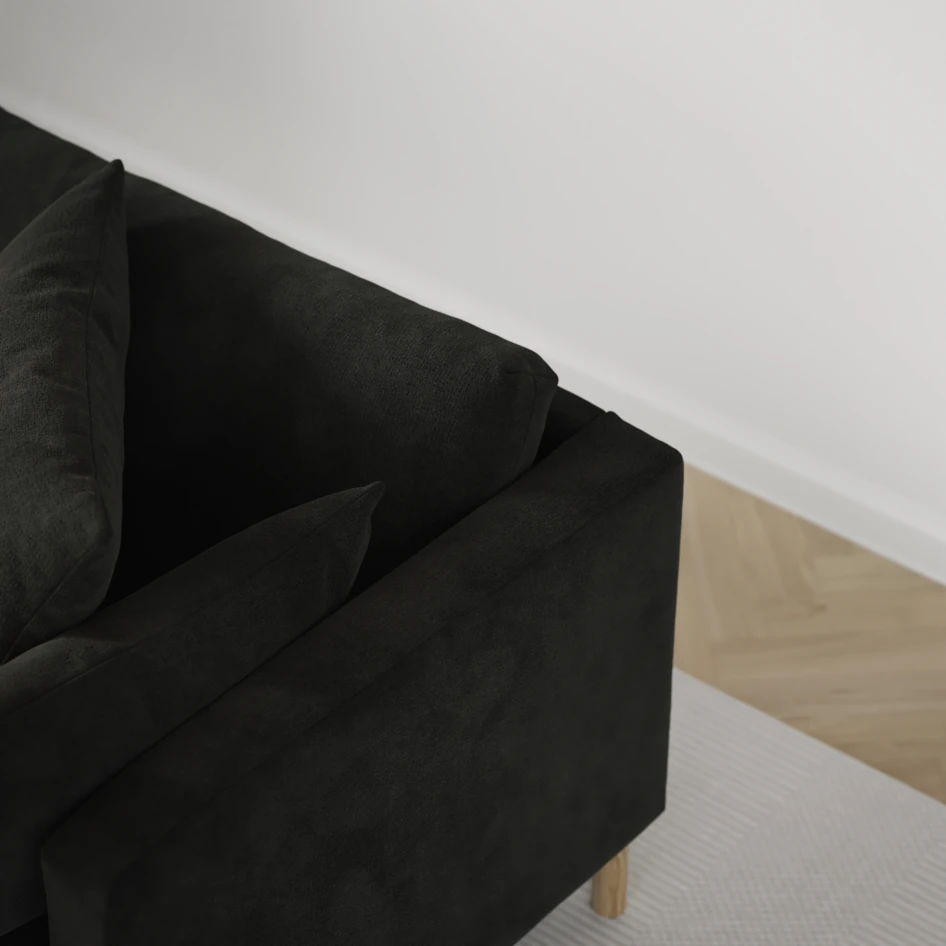 Harper - 3-sits soffa med divan höger - Svart