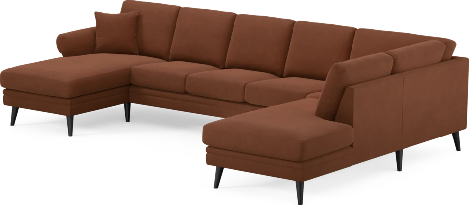 Eden - 3-sits soffa med schäslong vänster och divan höger - Orange