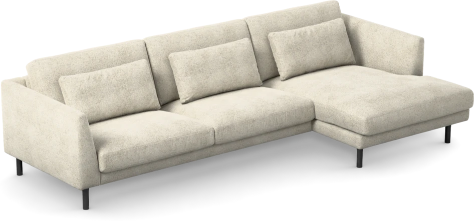 Willow - 3-sits soffa med schäslong höger, fast klädsel - Beige
