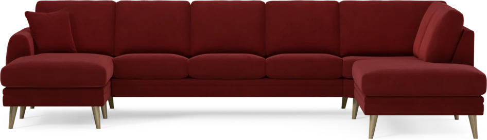 Eden - 3-sits soffa med schäslong vänster och divan höger - Röd