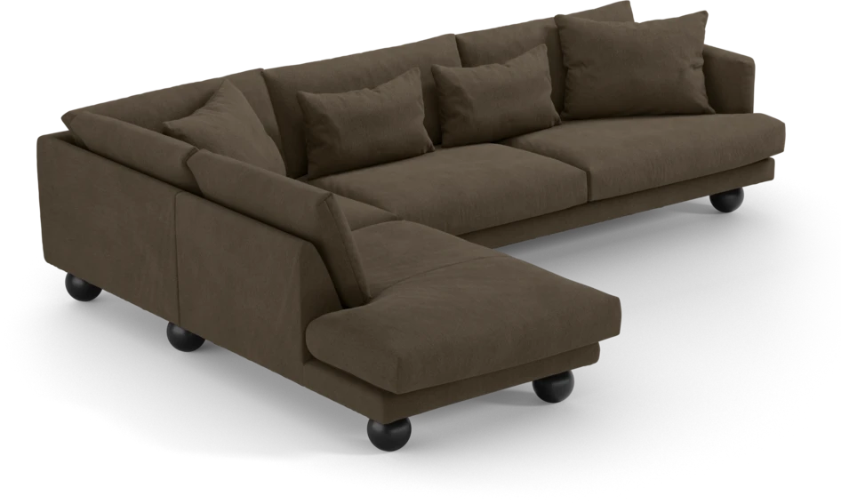 Harper - 3-sits soffa med divan vänster - Brun