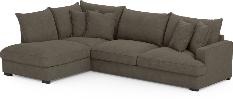 Mila - 3-sits soffa med divan vänster - Brun