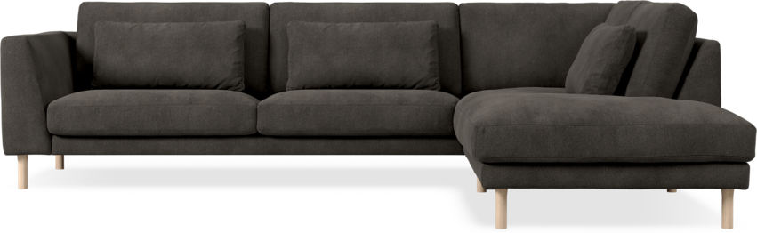 Willow - 3-sits soffa med divan höger, fast klädsel - Grå