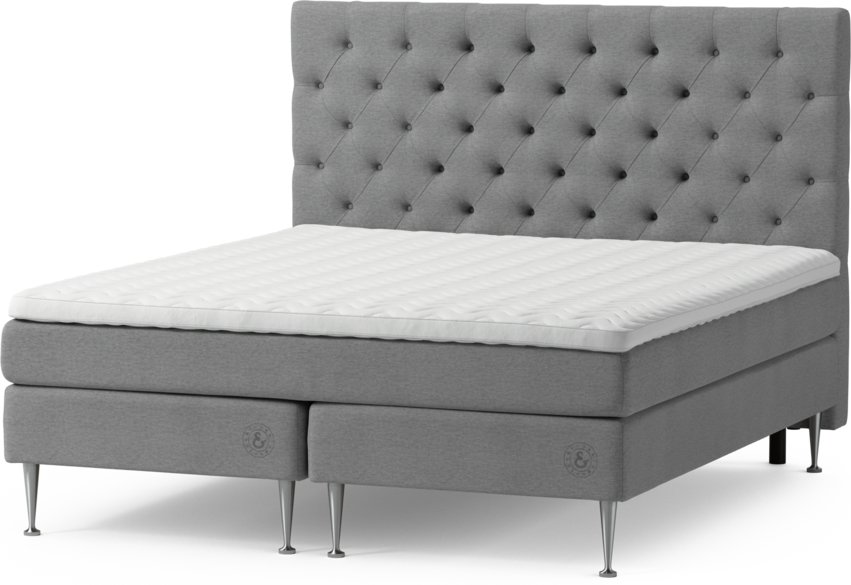 Särö - Kontinentalsäng, dubbelsäng med bäddmadrass och Pikerad XL sänggavel