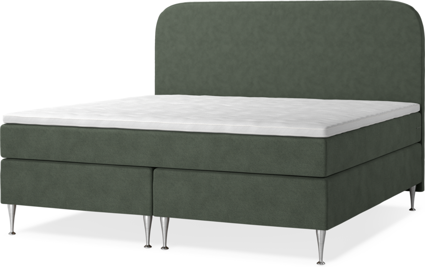 New York - Kontinentalsäng, dubbelsäng med bäddmadrass, sängben och sänggavel slät - Grön