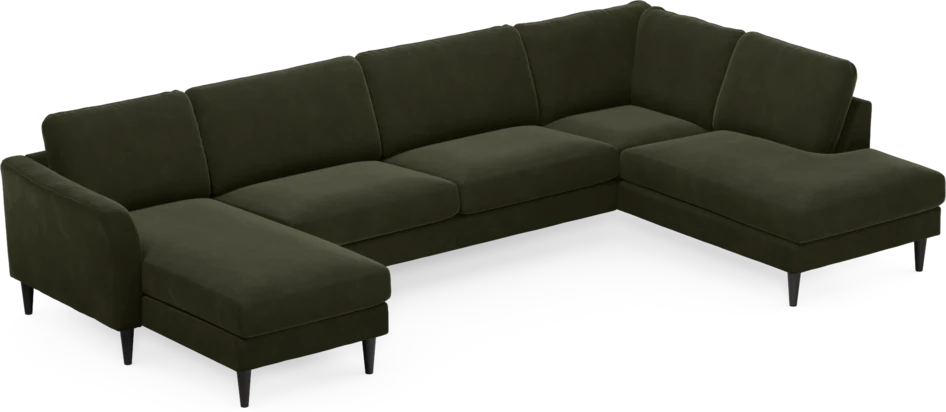 Bridge - 3-sits soffa med schäslong vänster och divan höger - Grön
