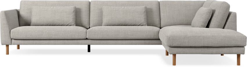 Willow - 4-sits soffa med divan höger, fast klädsel - Grå